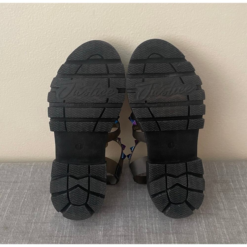 Justice Girls Size 1 Studded Jelly Fisherman Black Platform Sandals - Picture 8 of 13
